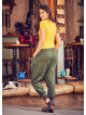 Elastic Ankle Cuffs Buttoned Khaki Shalwar Pants
