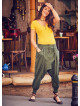 Elastic Ankle Cuffs Buttoned Khaki Shalwar Pants