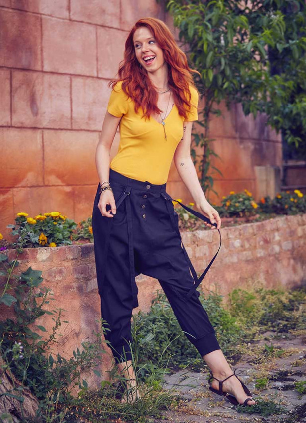 Elastic Ankle Cuffs Cotton Harem Pants