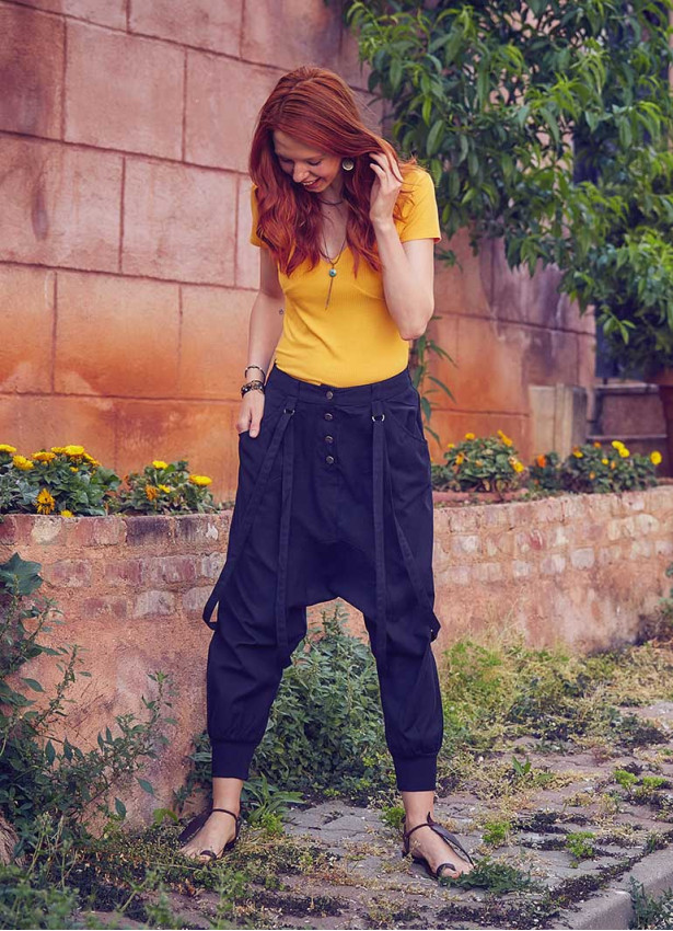 Elastic Ankle Cuffs Cotton Harem Pants