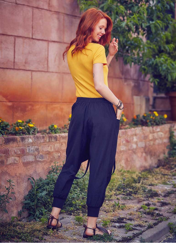 Elastic Ankle Cuffs Cotton Harem Pants