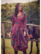 Roma Printed Tie Waist Long Sleeve Dress
