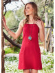 Square Neck Zipper Back Closure Strappy Red Dress