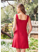Square Neck Zipper Back Closure Strappy Red Dress