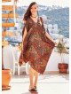 Paisley Print V Neck Hem Detail Gypsy Style Cold Shoulder Dress