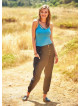 Elastic Ankle Cuffs Wrap Front Elastic Waist Black Harem Pants