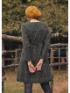 Nervure Front Laced Hem Long Sleeve Green Dress