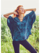 Hem Detailed Cold Shoulder Blue Tunic Top