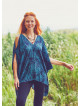 Hem Detailed Cold Shoulder Blue Tunic Top
