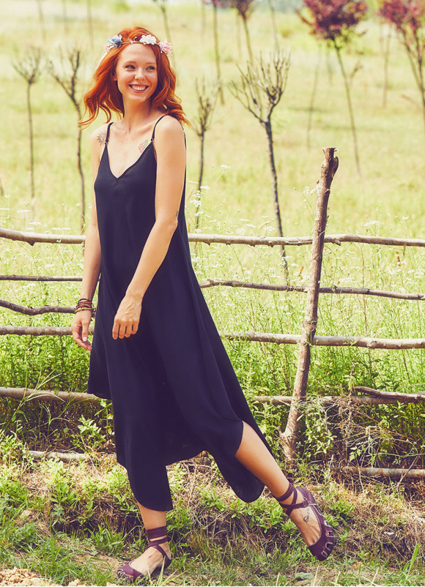 Spaghetti Striped Black Sundress