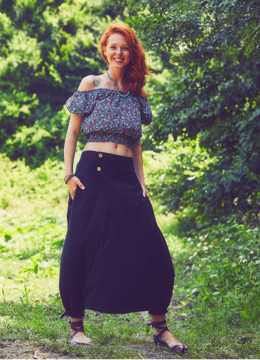 Elastic Waist Wrap Front Wholesale Gypsy Style Black Harem Pants