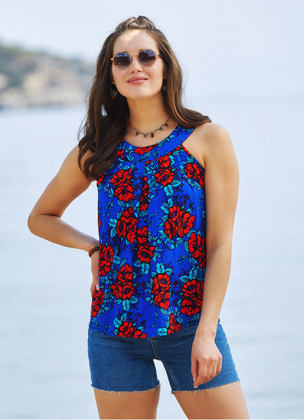 Floral Patterned Bohemian Stylish Blouse