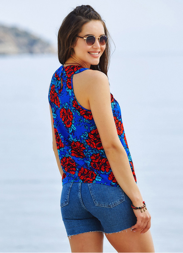 Floral Patterned Bohemian Stylish Blouse