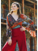 Etnic Patterned Gypsy Style Bell Sleeve Crop Top