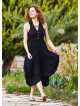 Black Shirt Collar Long Boho Dress