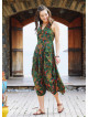 Green Shirt Collar Long Boho Dress
