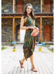 Green Shirt Collar Long Boho Dress