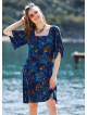 Floral Printed Square Neck Boho Short Dress