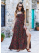 Ethnic Patterned Strappy Wrap Maxi Dress