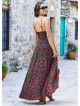 Ethnic Patterned Strappy Wrap Maxi Dress