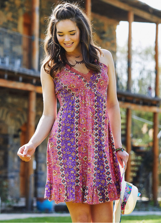 Lace Straps V Neckline Boho Chic Summer Dress