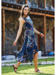 Blue Patterned Sleeveless Paisley Tie Waist Dress