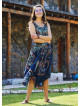 Blue Patterned Sleeveless Paisley Tie Waist Dress
