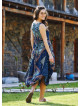 Blue Patterned Sleeveless Paisley Tie Waist Dress