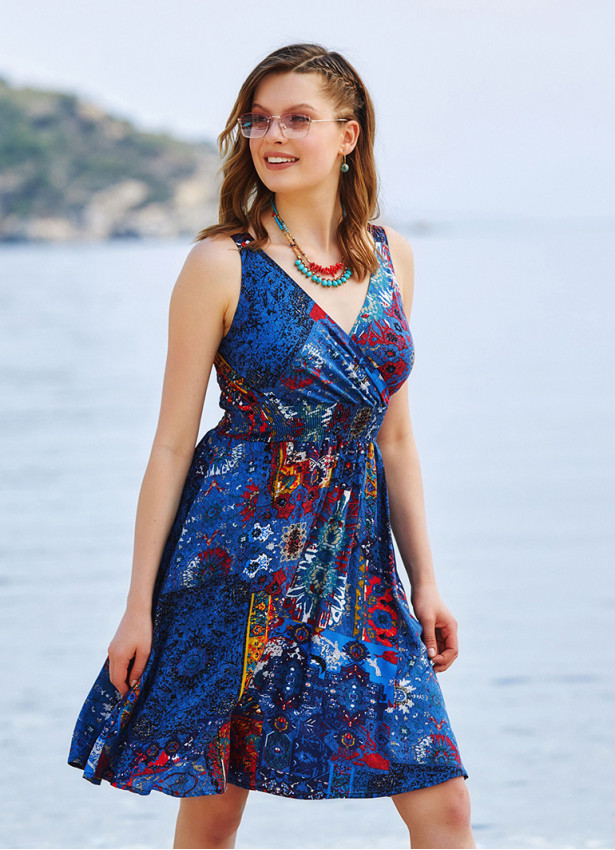 Indigo Blue Short Strappy Dress