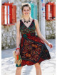 Double Breasted Neck Line Shirred Waist Bohemian Sundress