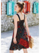 Double Breasted Neck Line Shirred Waist Bohemian Sundress