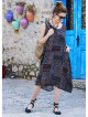 Brown Patterned Bohemian Style Boat Neck Sleeveless Dress