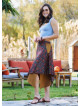 Retro Patterned Double Layered Midi Skirt