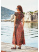 Half Sleeve Patchwork Maxi Boho Dress