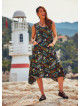 Amazon Print Binding Detail Sleeveless Black Dress