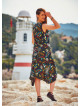 Amazon Print Binding Detail Sleeveless Black Dress