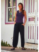 Boho Style Elastic Waist Black Baggy Pants