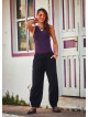 Boho Style Elastic Waist Black Baggy Pants