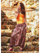 Retro Print Elastic Waist Wrap Front Detail Bohemian Harem Winter Pants