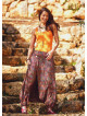 Retro Print Elastic Waist Wrap Front Detail Bohemian Harem Winter Pants